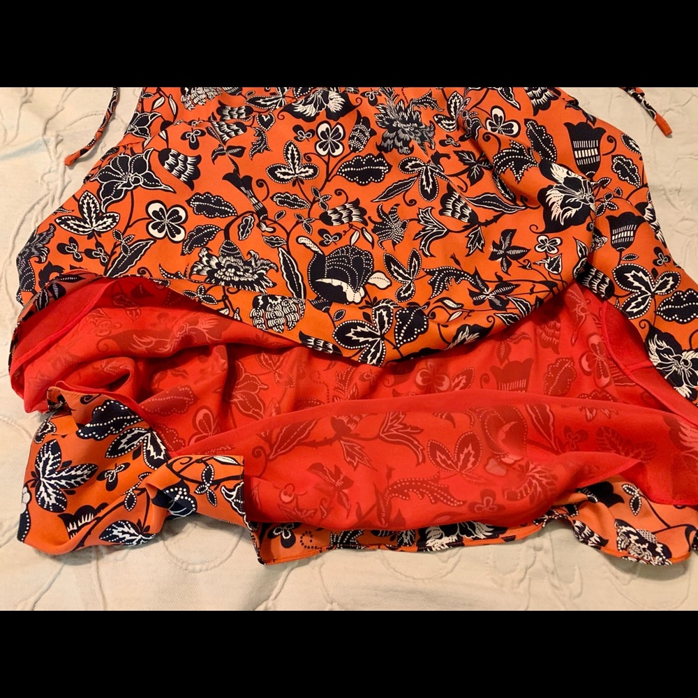 Nordstrom Signature red/navy floral silk dress - 2 - Picture 8 of 11